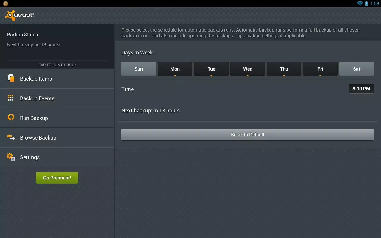 avast! Mobile Backup Ekran Görüntüleri