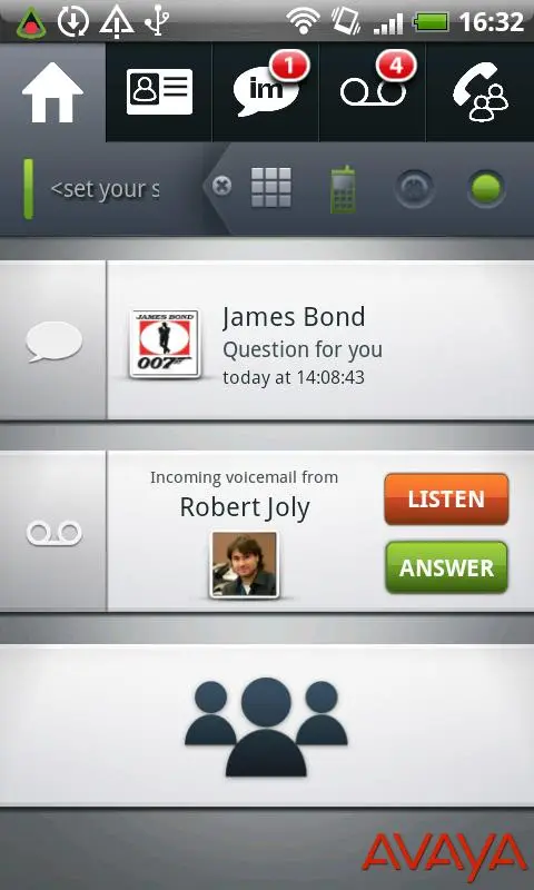 Screenshot di Avaya one-X Mobile Preferred for IP Office