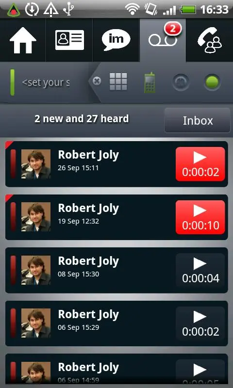Screenshot di Avaya one-X Mobile Preferred for IP Office