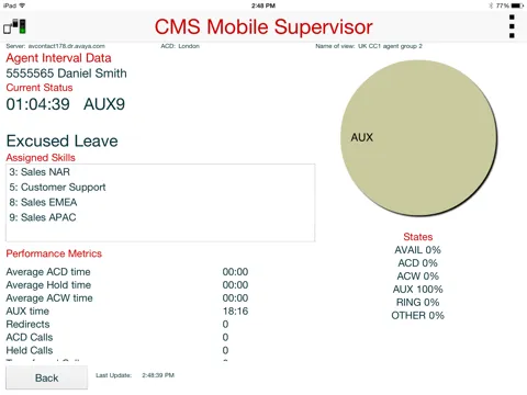 Скриншоты Avaya Call Management System Mobile Supervisor iPad 