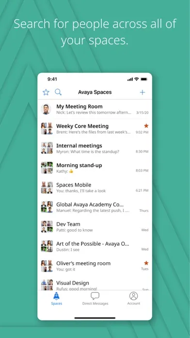 Ảnh chụp màn hình của Avaya Spaces