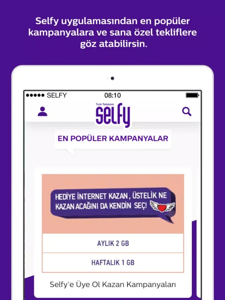 Tangkapan skrin Türk Telekom Selfy iPad 