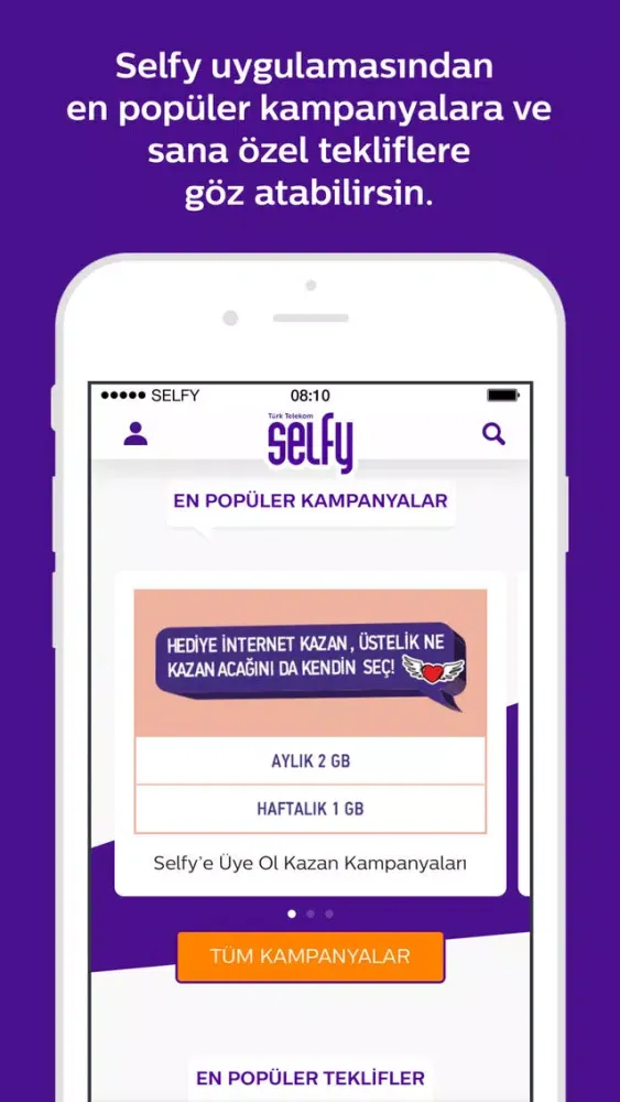 Tangkapan skrin Türk Telekom Selfy