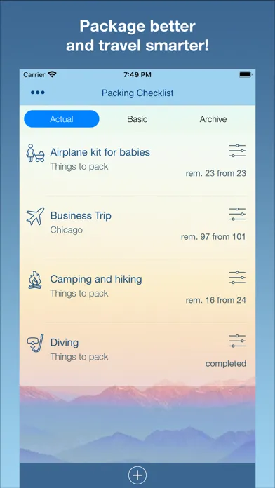 Travel Packing Checklists Screenshots