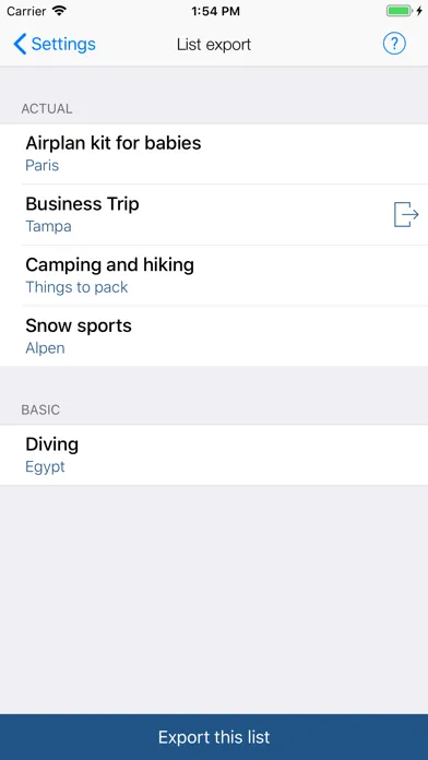 Travel Packing Checklists Screenshots