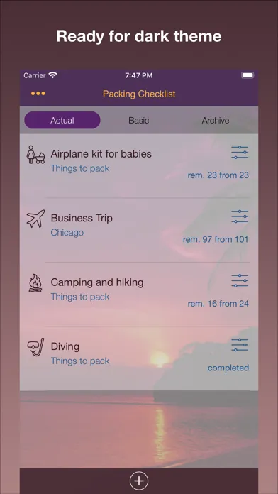 Travel Packing Checklists Screenshots