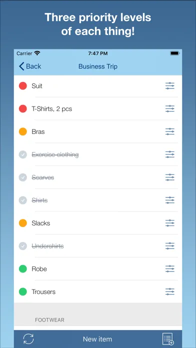 Travel Packing Checklists Screenshots