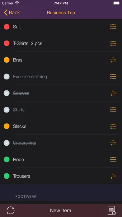 Travel Packing Checklists Screenshots