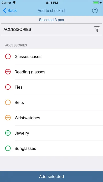 Travel Packing Checklists Screenshots
