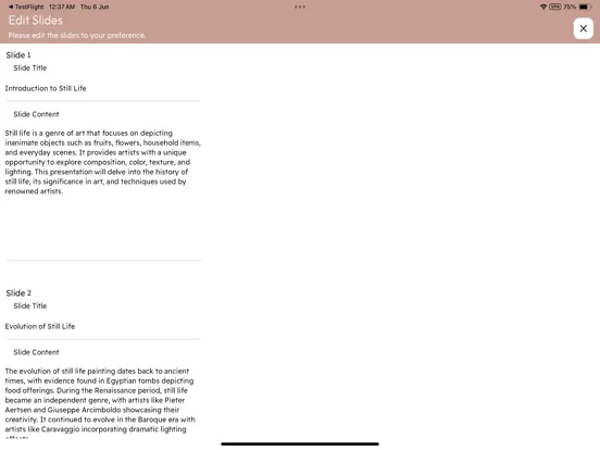AI Presentation Generator iPad 应用截图