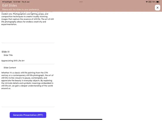 AI Presentation Generator iPad 应用截图
