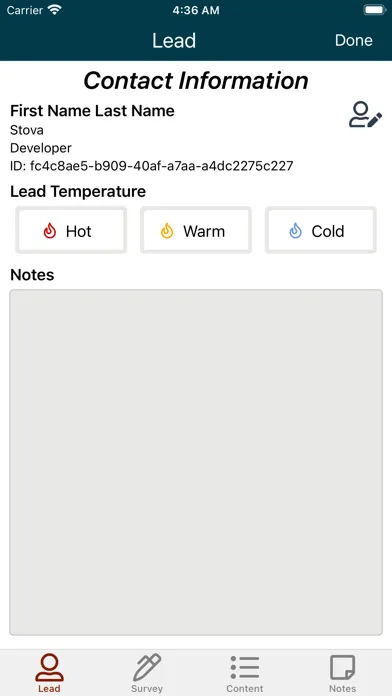Stova Lead Capture Screenshots