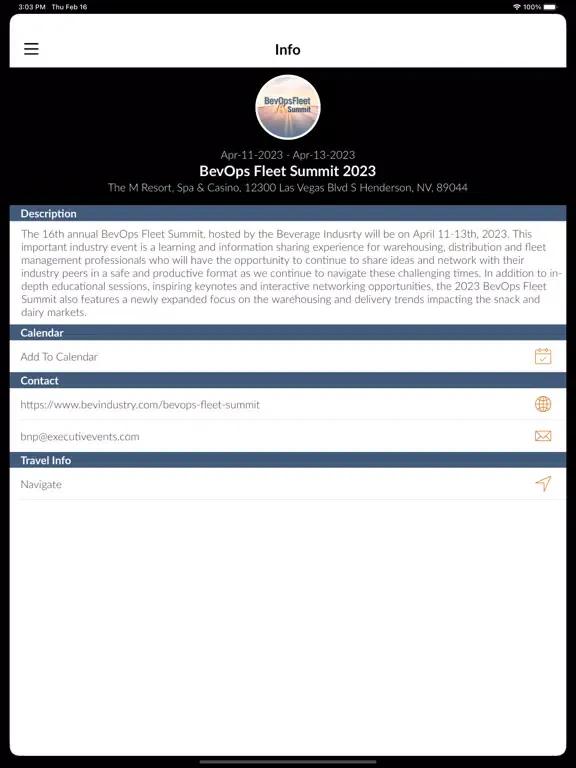 Capturas de pantalla de BevOps Fleet Summit iPad 