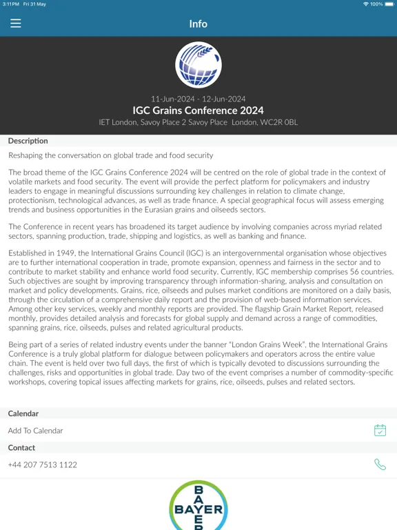 Capturas de pantalla de IGC Grains Conference iPad 