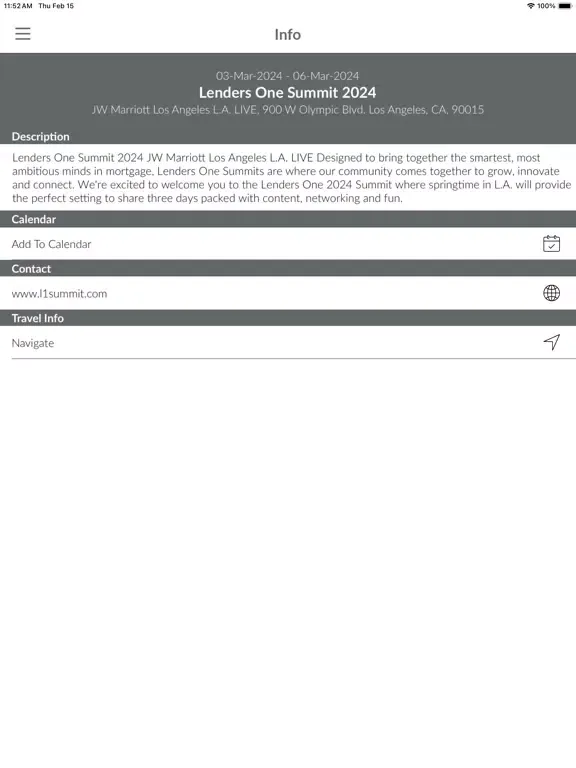 Captures d'écran de Lenders One Conference App iPad 