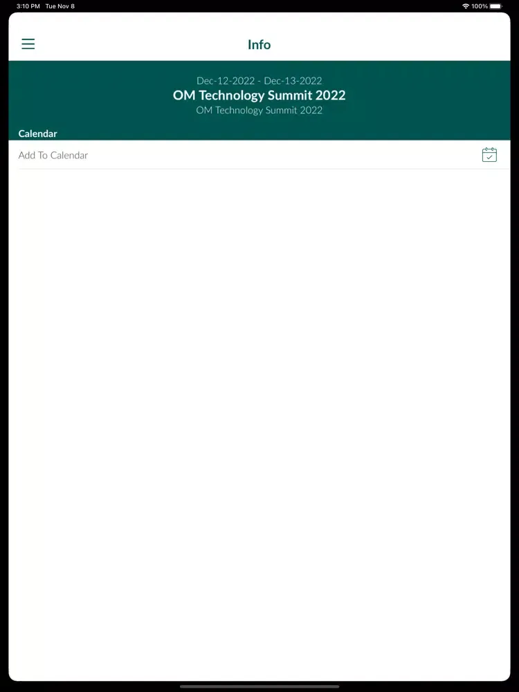 Capturas de pantalla de OM Technology Summit 2022 iPad 