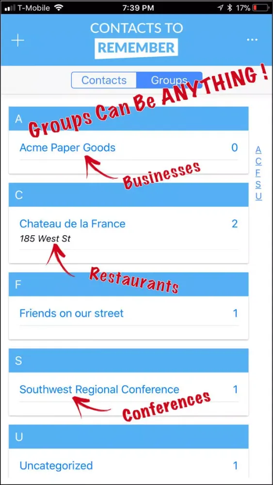 Ảnh chụp màn hình của Contacts to Remember
