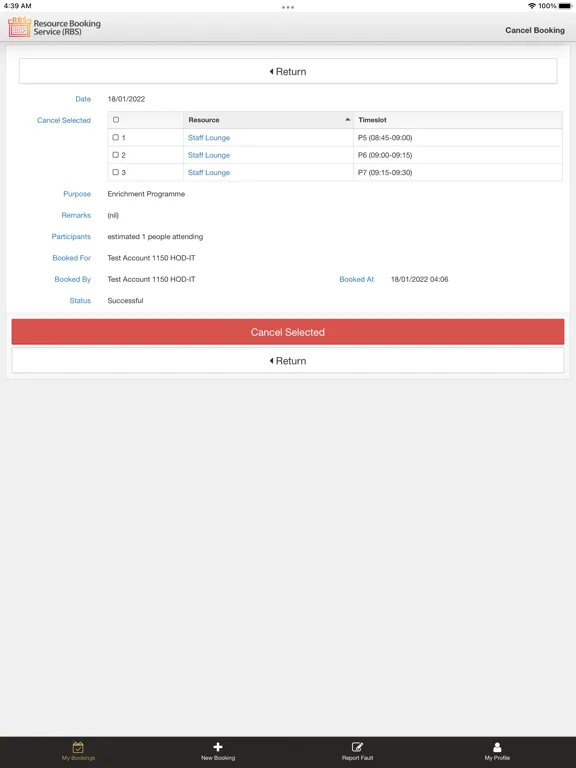 Resource Booking Service iPad 应用截图