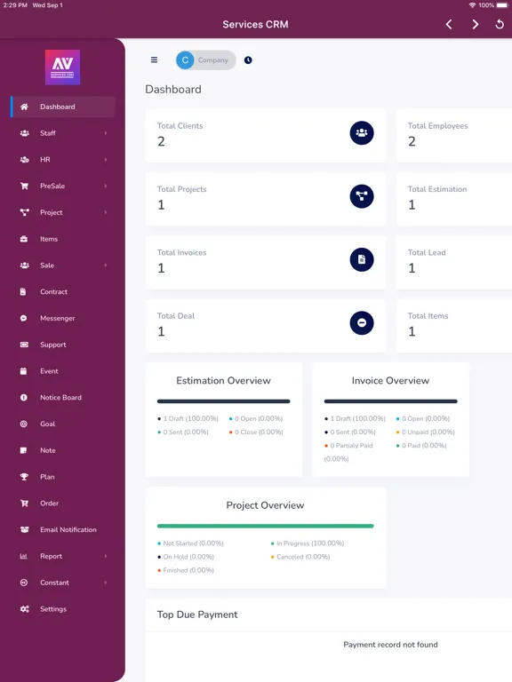 Averox Services CRM iPad 应用截图