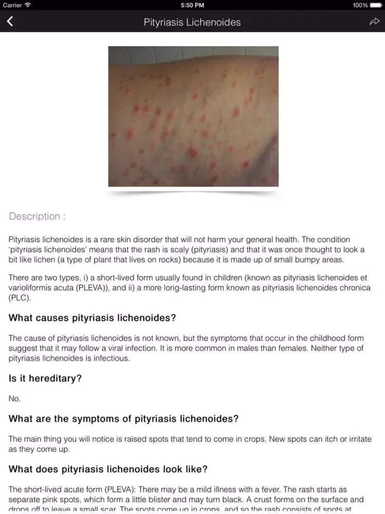 Skin Disease Problems and Care iPad  Screenshots