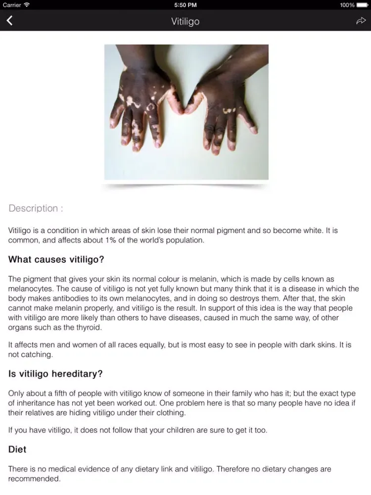 Skin Disease Problems and Care iPad  Screenshots