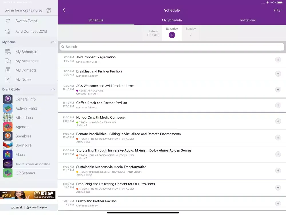 Avid Connect 2019 iPad  スクリーンショット