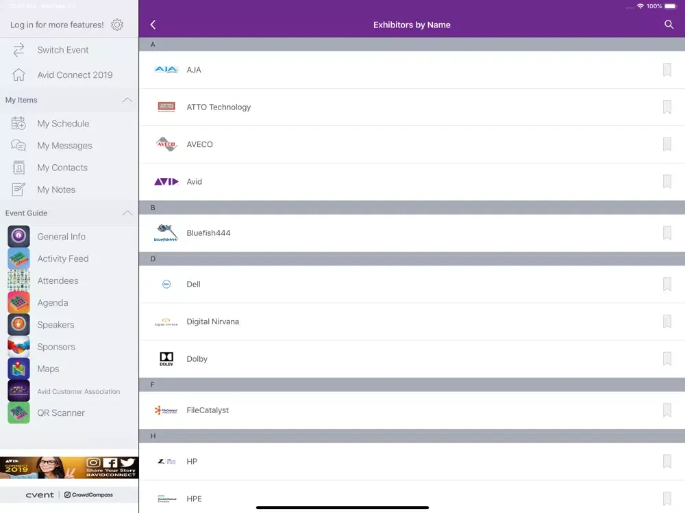 Avid Connect 2019 iPad  スクリーンショット