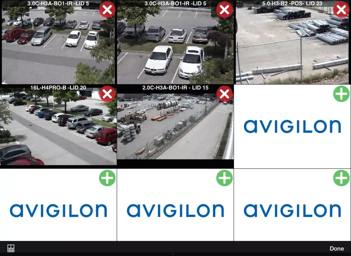 ภาพหน้าจอของ Avigilon Control Center Mobile iPad 