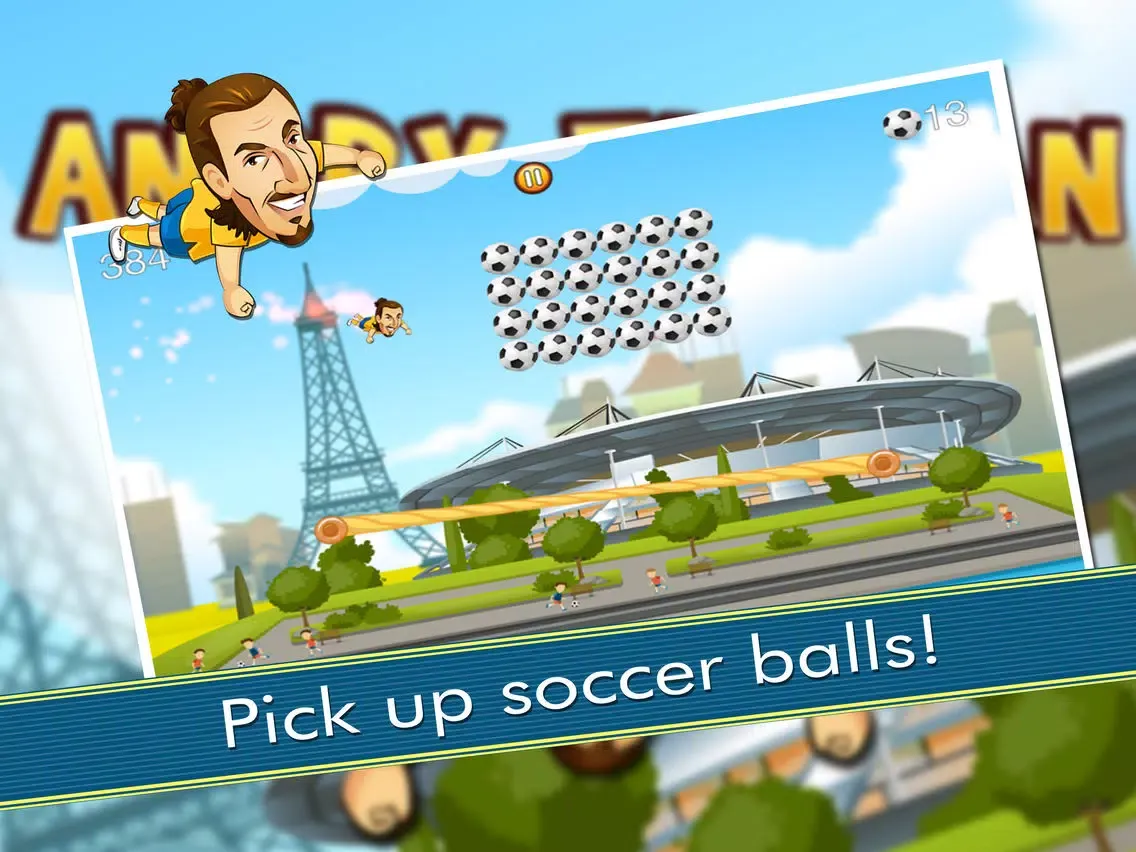 Tangkapan layar Soccer Game - Zlatan Edition: Bounce on trampoline platforms to jump high and collect soccer balls (football trampoline) iPad 