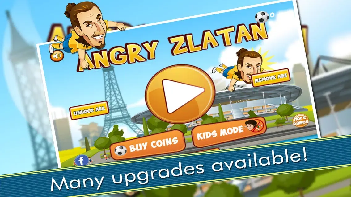 Tangkapan layar Soccer Game - Zlatan Edition: Bounce on trampoline platforms to jump high and collect soccer balls (football trampoline)