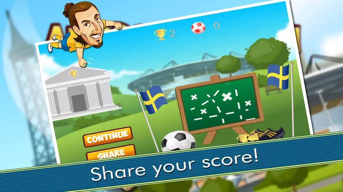 Tangkapan layar Soccer Game - Zlatan Edition: Bounce on trampoline platforms to jump high and collect soccer balls (football trampoline)