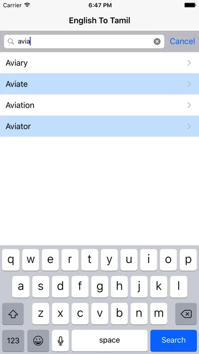 Zrzuty ekranu English  Tamil Dictionary