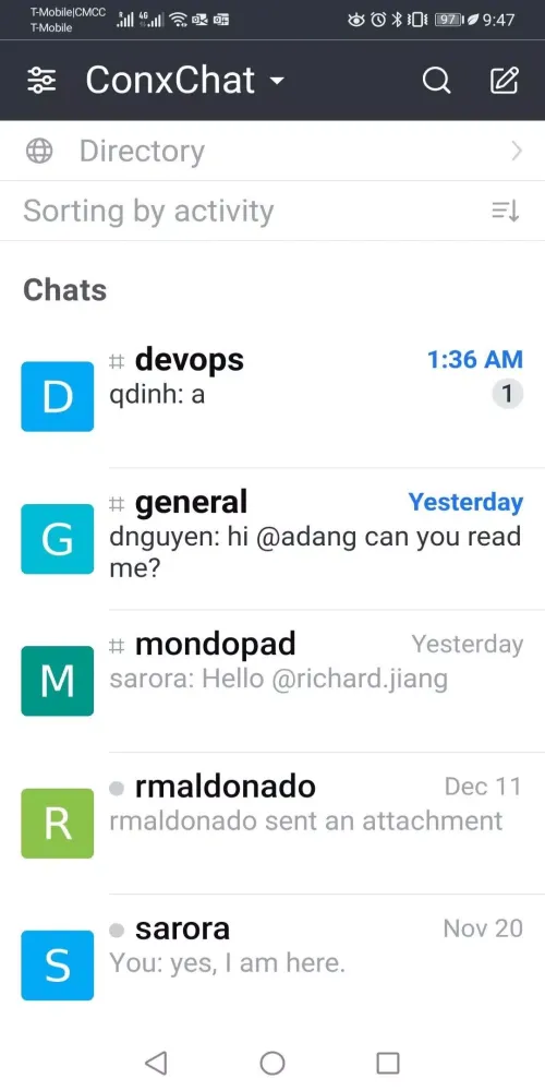 Captures d'écran de ConXChat