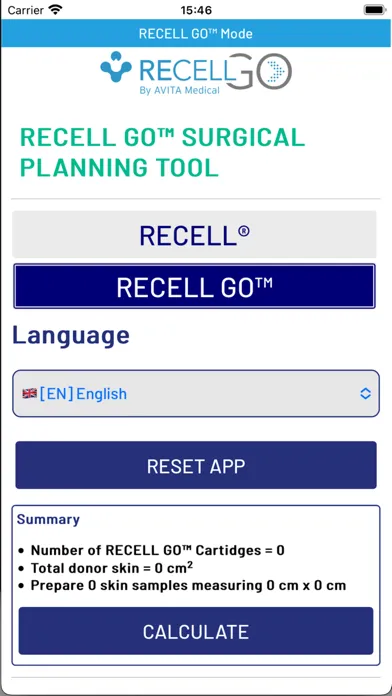 Ảnh chụp màn hình của RECELL® Surgical Planning Tool