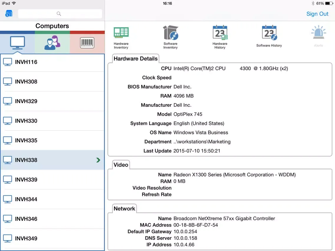 AviTice DMS Console iPad  スクリーンショット