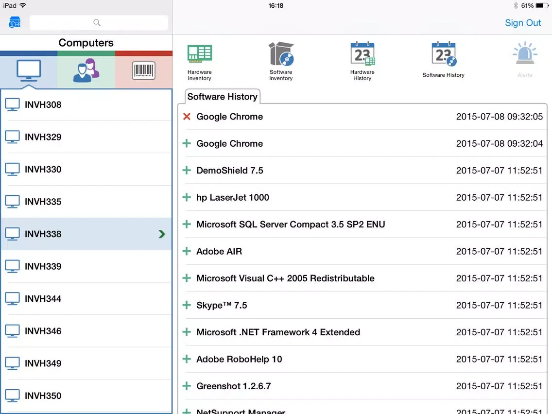 AviTice DMS Console iPad  スクリーンショット