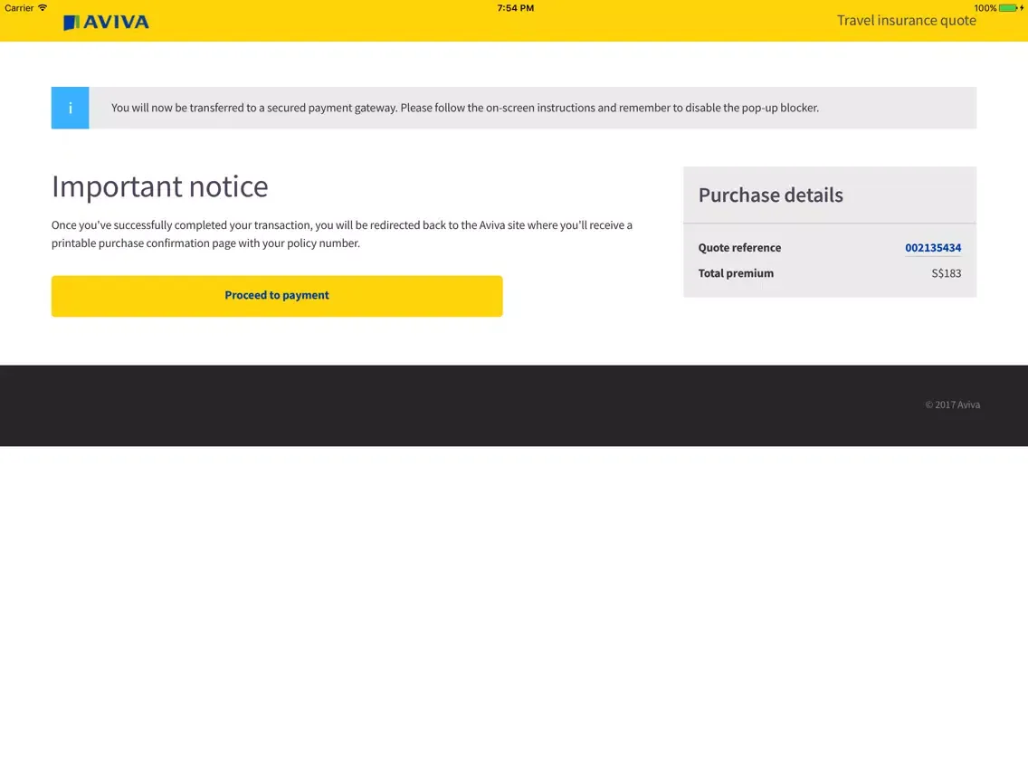 Aviva Singapore Travel iPad 應用截圖