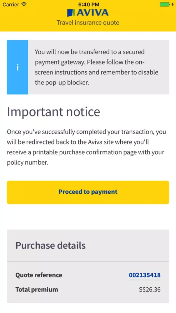 Aviva Singapore Travel應用截圖