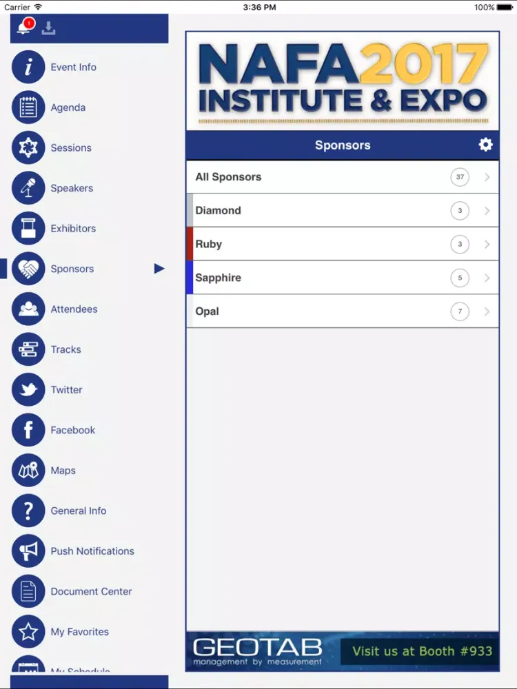 NAFA 2017 I&E iPad  Screenshots