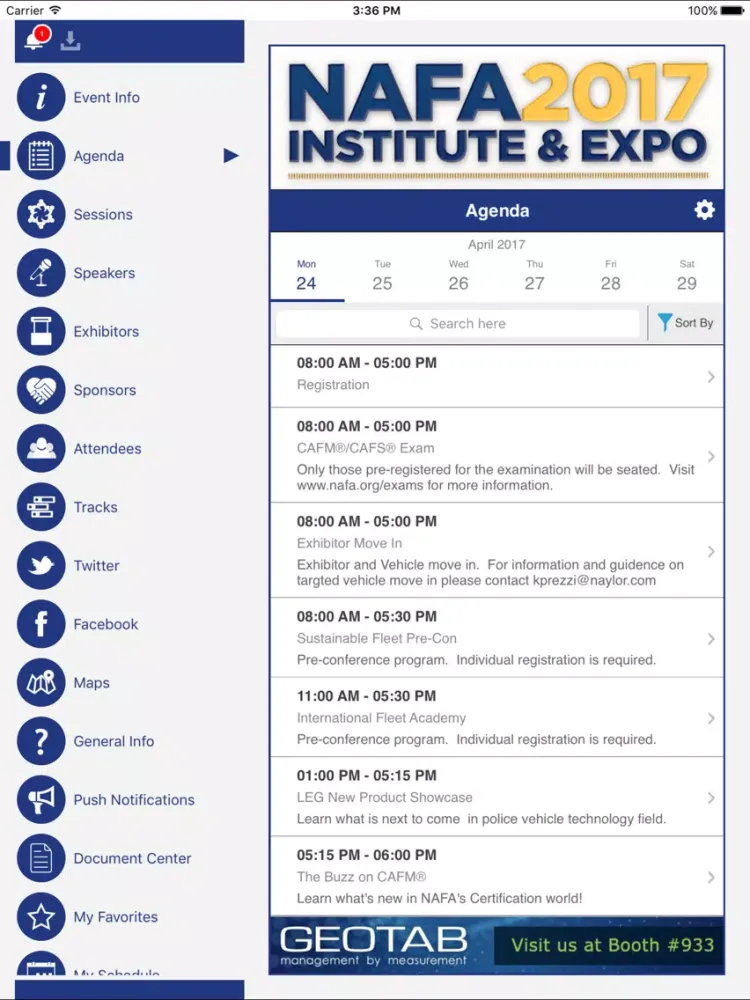 NAFA 2017 I&E iPad  Screenshots