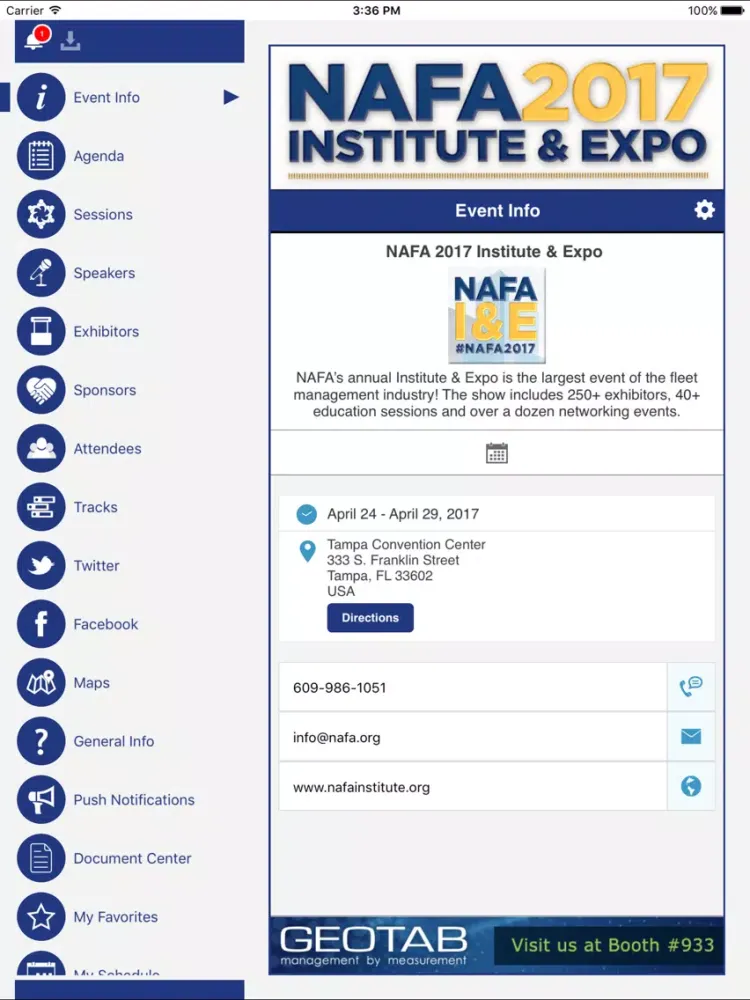 NAFA 2017 I&E iPad  Screenshots