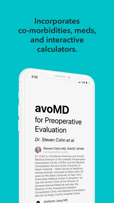 avoMD: Preoperative Eval Screenshots