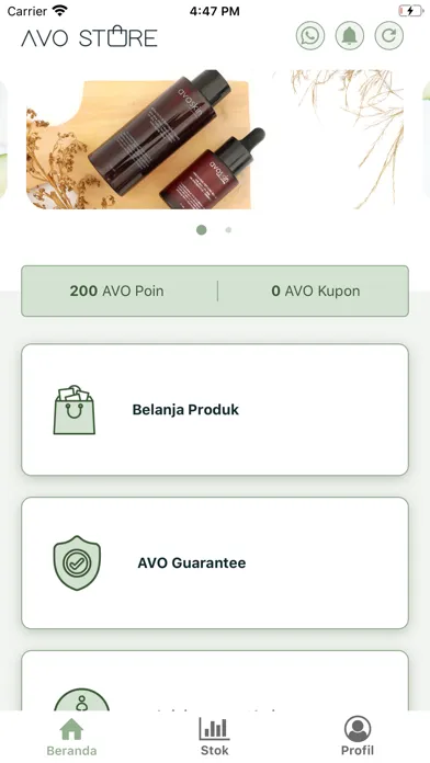 Ảnh chụp màn hình của Avo Store App