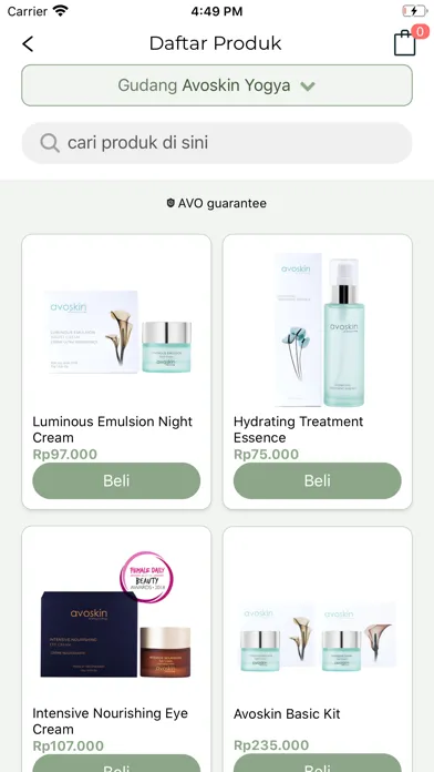 Ảnh chụp màn hình của Avo Store App