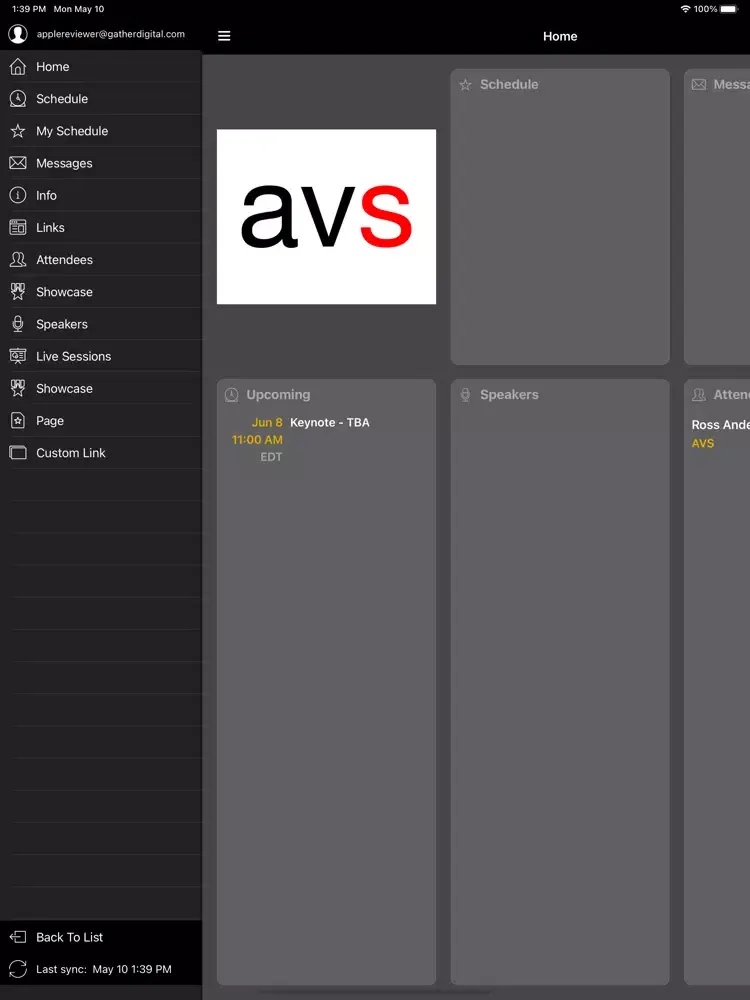 Screenshot di AVS Events iPad 