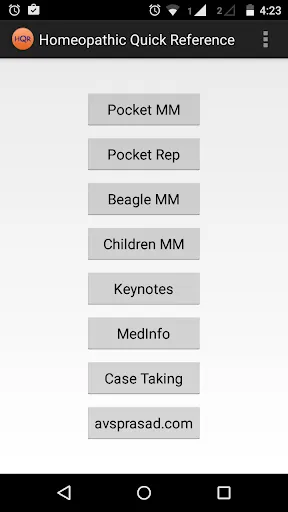 Homeopathic Quick Reference Screenshots