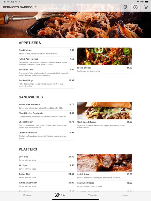 Tangkapan skrin Bernice's BBQ iPad 