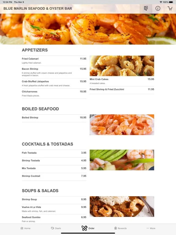 Скриншоты Blue Marlin Seafood iPad 