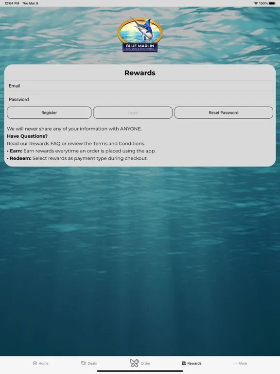 Скриншоты Blue Marlin Seafood iPad 
