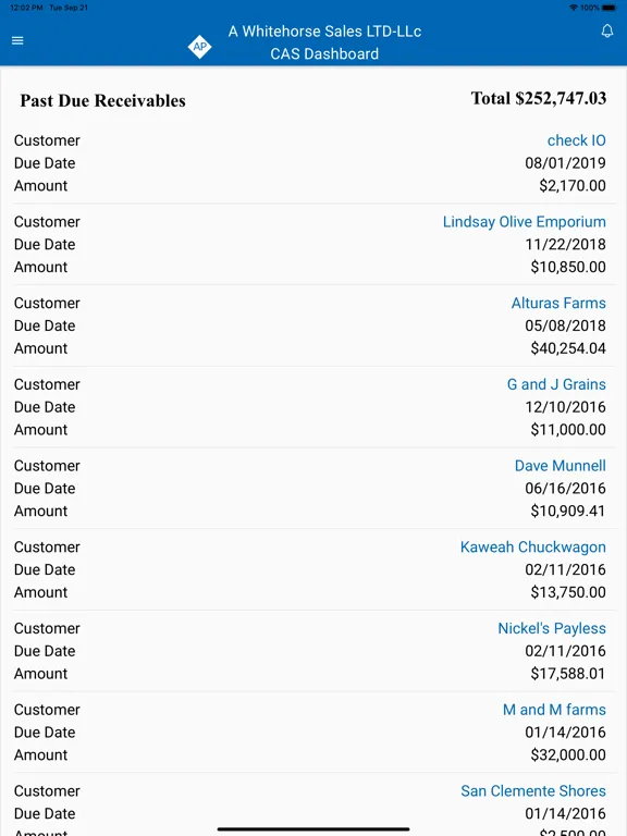 Tangkapan skrin Accounting Power iPad 